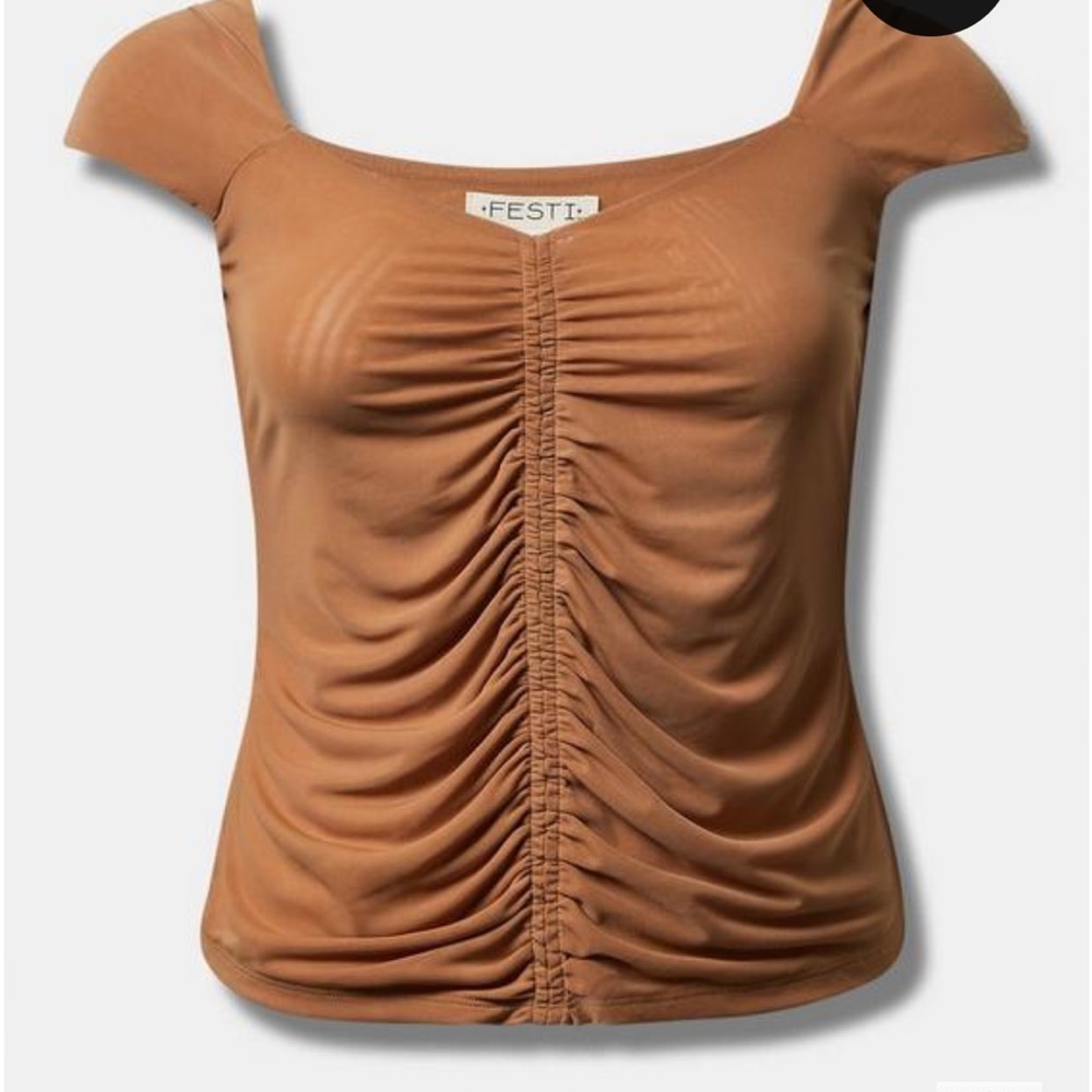 Torrid Festi Stretch Mesh Ruched Front Scoop Neck Top. Brand new!
